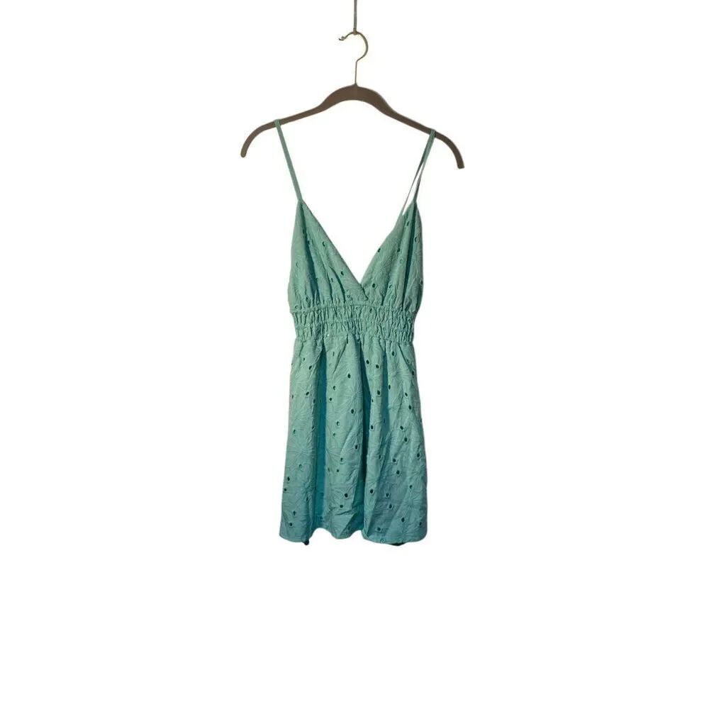 NWT Ocean Drive women’s green eyelet mini dress boho cottage core M